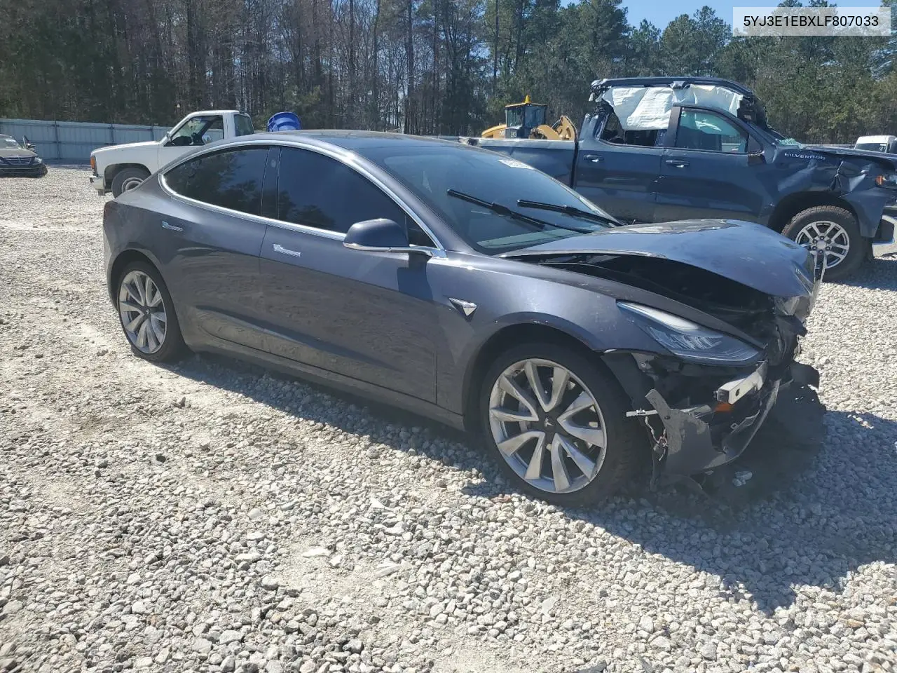 Auction sale of the 2020 Tesla Model 3 , vin: 5YJ3E1EBXLF807033, lot number: 49548665