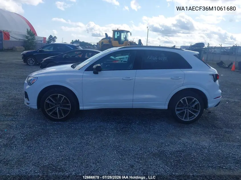 Auction sale of the 2021 Audi Q3 , vin: WA1AECF36M1061680, lot number: 12666675