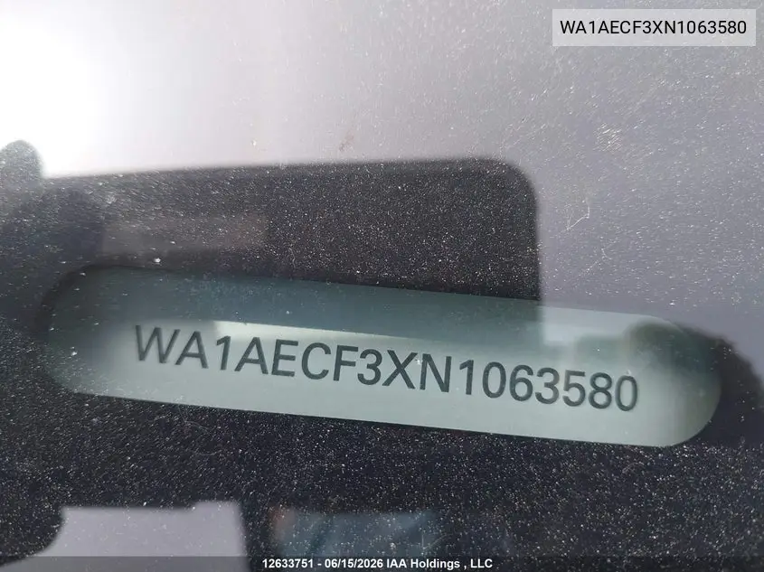 Auction sale of the 2022 Audi Q3 , vin: WA1AECF3XN1063580, lot number: 12633751