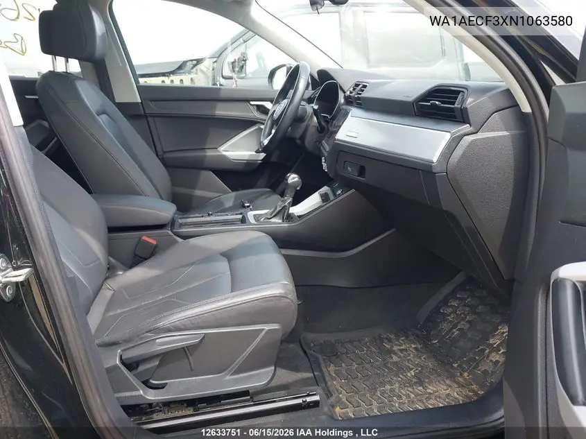 Auction sale of the 2022 Audi Q3 , vin: WA1AECF3XN1063580, lot number: 12633751