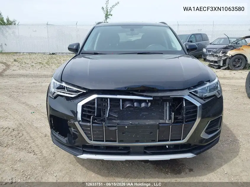 Auction sale of the 2022 Audi Q3 , vin: WA1AECF3XN1063580, lot number: 12633751