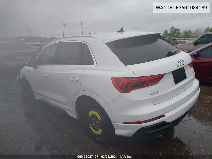 Auction sale of the 2024 Audi Q3 , vin: WA1DECF36R1034189, lot number: 39027127