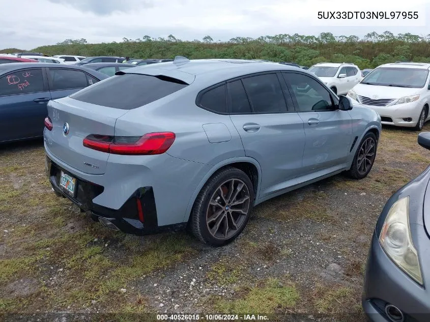 Auction sale of the 2022 BMW X4 , vin: 5UX33DT03N9L97955, lot number: 40526015