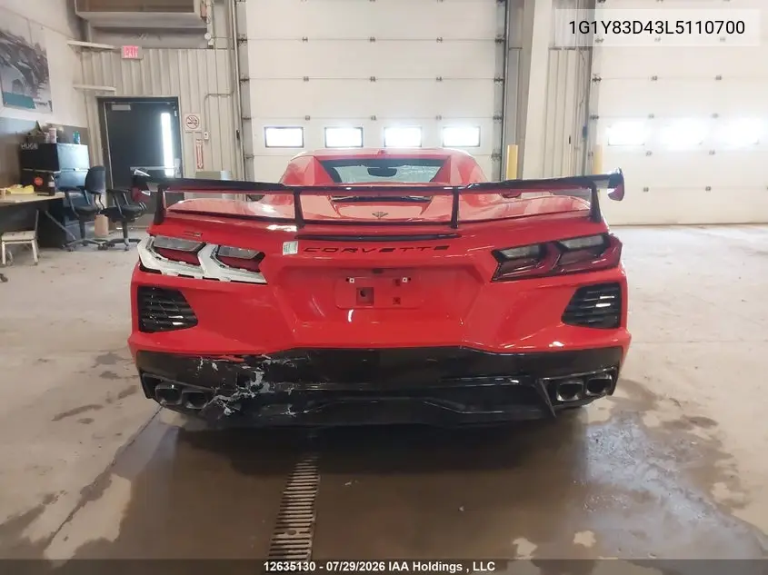 Auction sale of the 2020 Chevrolet Corvette , vin: 1G1Y83D43L5110700, lot number: 12635130