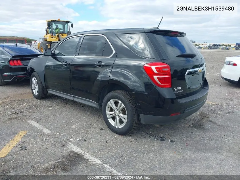Auction sale of the 2017 Chevrolet Equinox , vin: 2GNALBEK3H1539480, lot number: 38726233