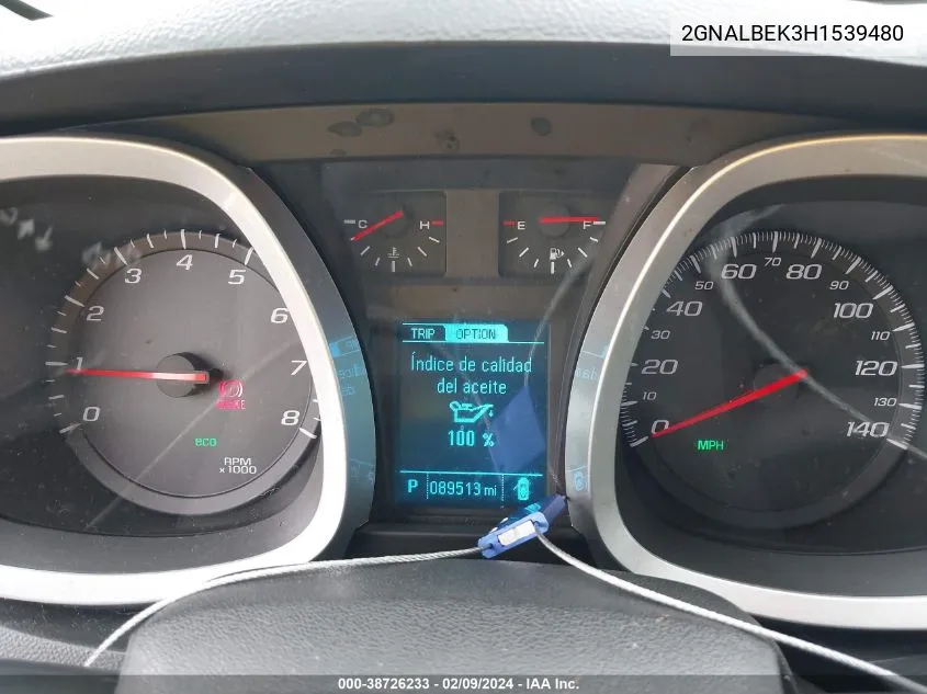 Auction sale of the 2017 Chevrolet Equinox , vin: 2GNALBEK3H1539480, lot number: 38726233