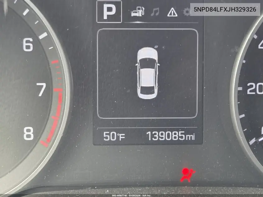 Auction sale of the 2018 Hyundai Elantra , vin: 5NPD84LFXJH329326, lot number: 44587740