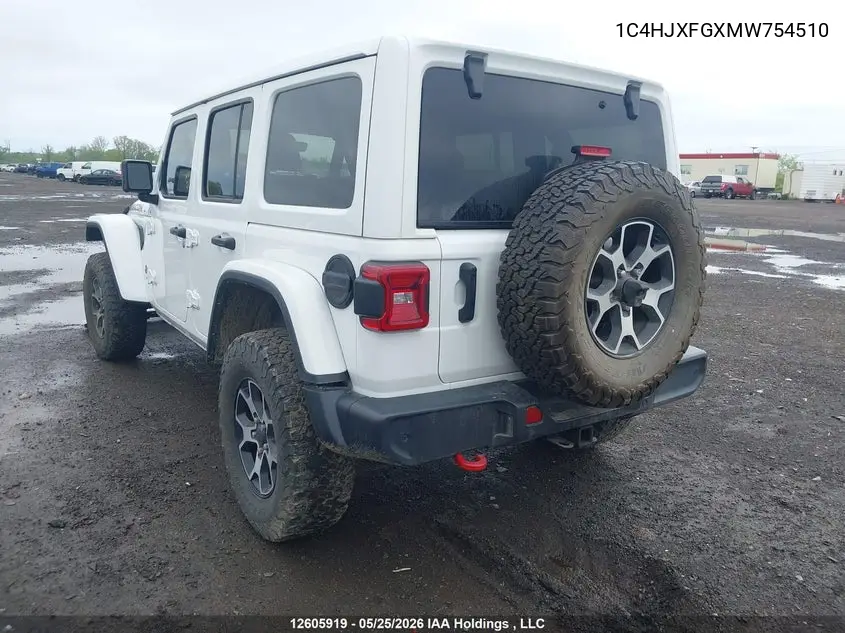 Auction sale of the 2021 Jeep Wrangler , vin: 1C4HJXFGXMW754510, lot number: 12605919