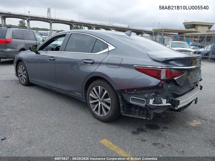 Auction sale of the 2020 Lexus ES , vin: 58AB21B10LU005540, lot number: 40075637