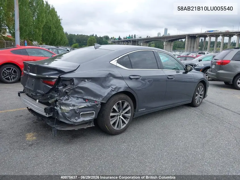 Auction sale of the 2020 Lexus ES , vin: 58AB21B10LU005540, lot number: 40075637