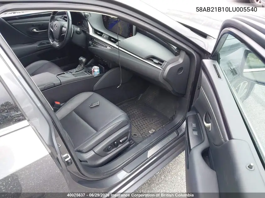 Auction sale of the 2020 Lexus ES , vin: 58AB21B10LU005540, lot number: 40075637
