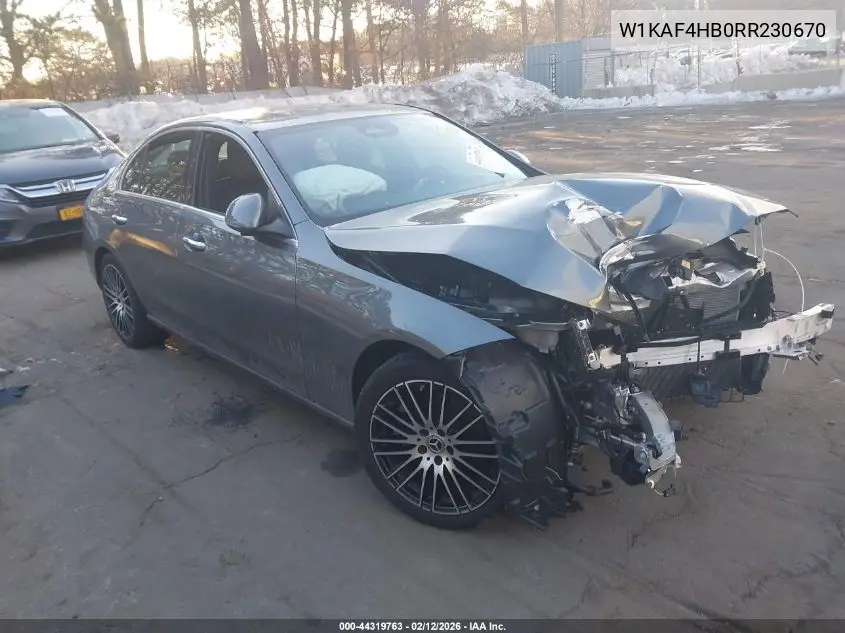 Auction sale of the 2024 Mercedes Benz C klasse , vin: W1KAF4HB0RR230670, lot number: 44319763