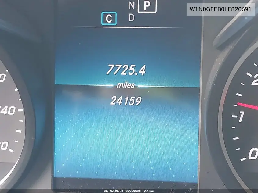 Auction sale of the 2020 Mercedes Benz GLC , vin: W1N0G8EB0LF820691, lot number: 45449989