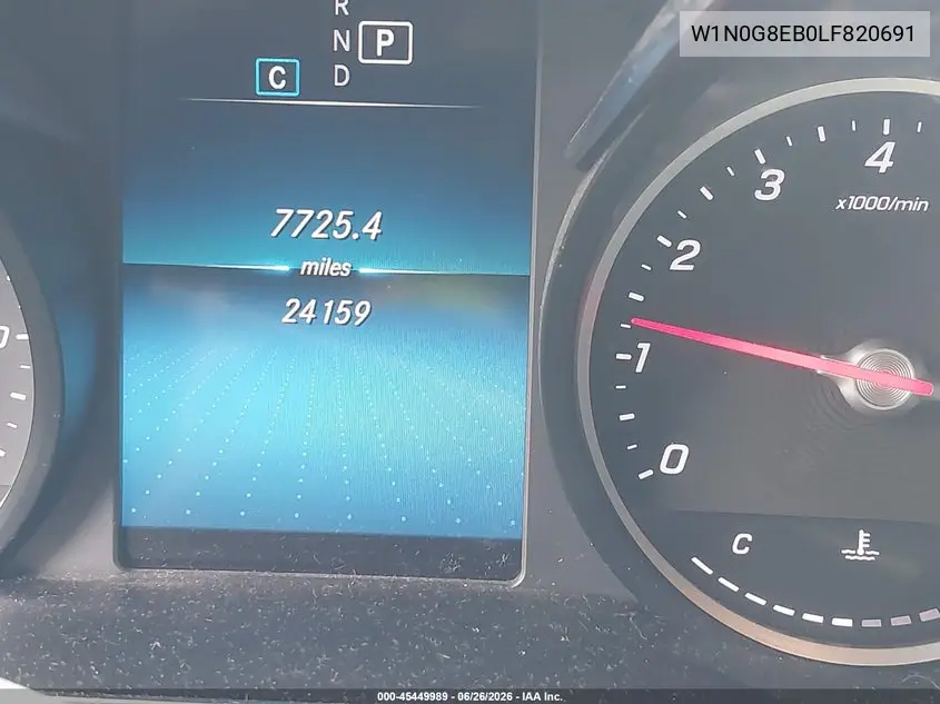 Auction sale of the 2020 Mercedes Benz GLC , vin: W1N0G8EB0LF820691, lot number: 45449989