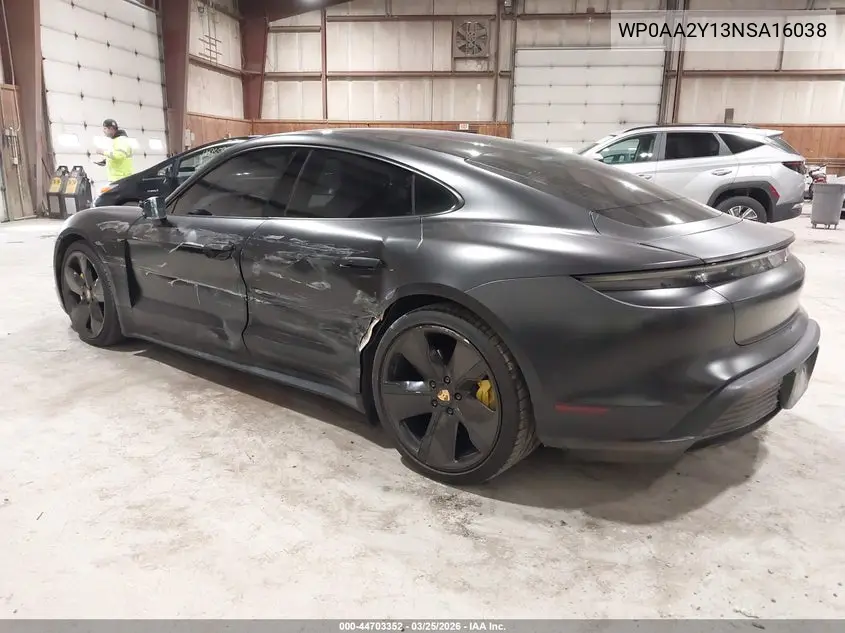 Auction sale of the 2022 Porsche Taycan , vin: WP0AA2Y13NSA16038, lot number: 44703352