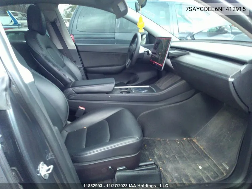 Auction sale of the 2022 Tesla Model Y , vin: 7SAYGDEE6NF412915, lot number: 11882993