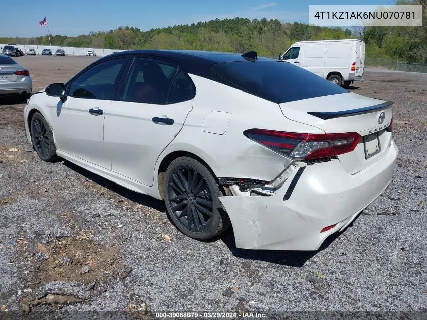 Auction sale of the 2022 Toyota Camry , vin: 4T1KZ1AK6NU070781, lot number: 39088679