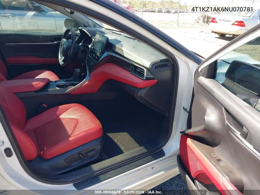 Auction sale of the 2022 Toyota Camry , vin: 4T1KZ1AK6NU070781, lot number: 39088679