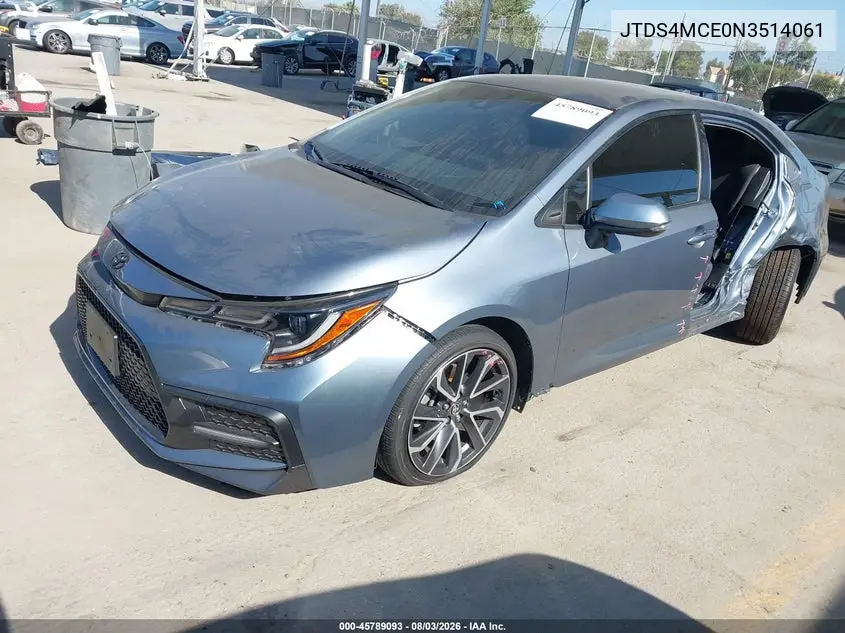 Auction sale of the 2022 Toyota Corolla , vin: JTDS4MCE0N3514061, lot number: 45789093