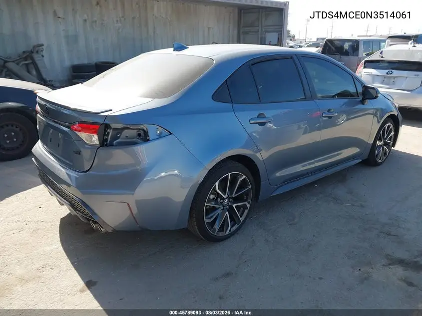 Auction sale of the 2022 Toyota Corolla , vin: JTDS4MCE0N3514061, lot number: 45789093