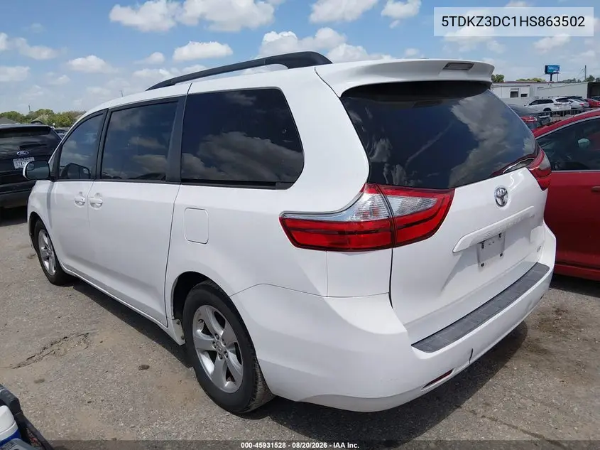 Auction sale of the 2017 Toyota Sienna , vin: 5TDKZ3DC1HS863502, lot number: 45931528